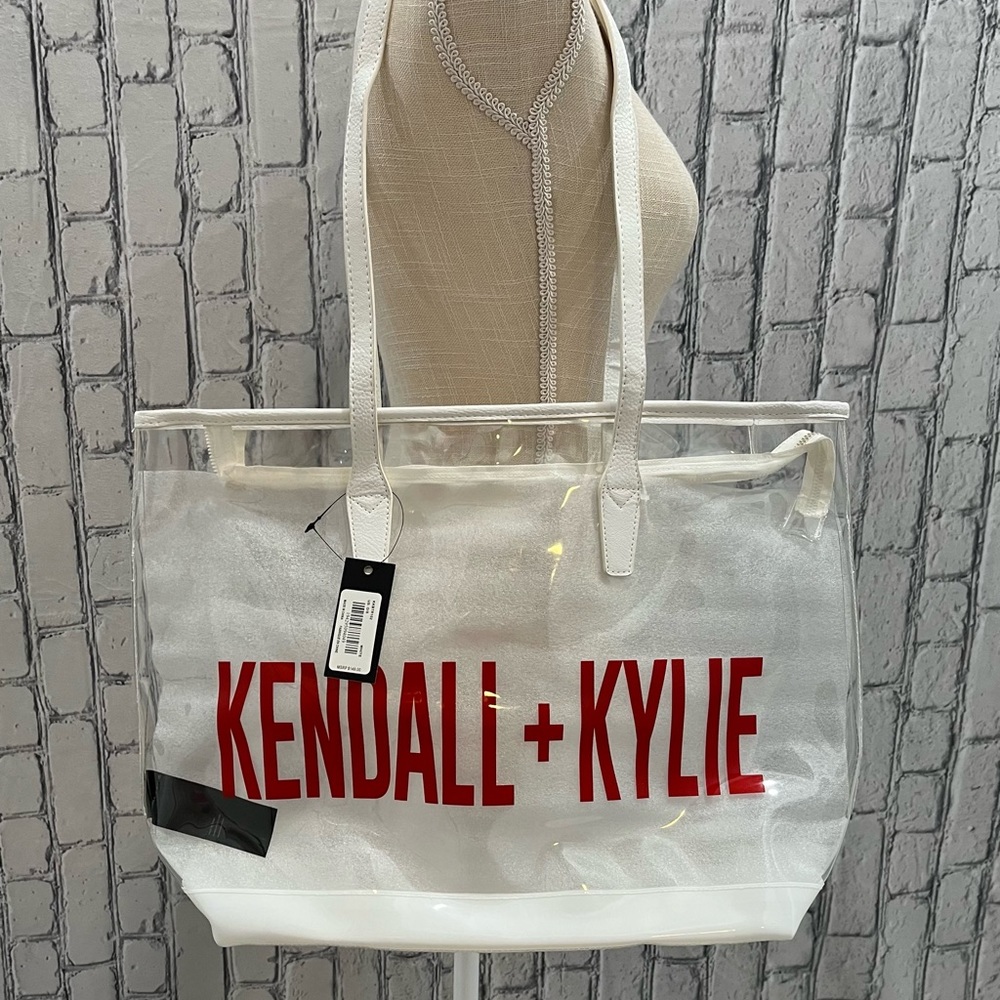 Kendall & Kylie Tote Bag Clear Zipper Closure PVC